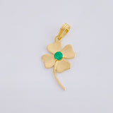 Lucky Flower Pendant Emeralds 12pts 1.3gr / 1 in / 18K Yellow Gold ©
