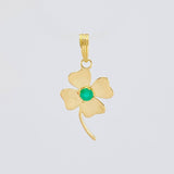 Lucky Flower Pendant Emeralds 12pts 1.3gr / 1 in / 18K Yellow Gold ©