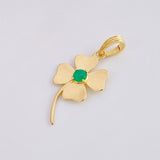 Lucky Flower Pendant Emeralds 12pts 1.3gr / 1 in / 18K Yellow Gold ©