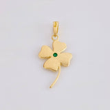 Lucky Flower Pendant Emeralds 12pts 1.3gr / 1 in / 18K Yellow Gold ©