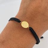 Pulsera Negra Herraje San Benito 0.65gr / Liso Oro Amarillo 18K &
