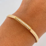 Pulsera Beige Herraje Cilindro 1.65gr / Circones Blancos Oro Amarillo 18K &