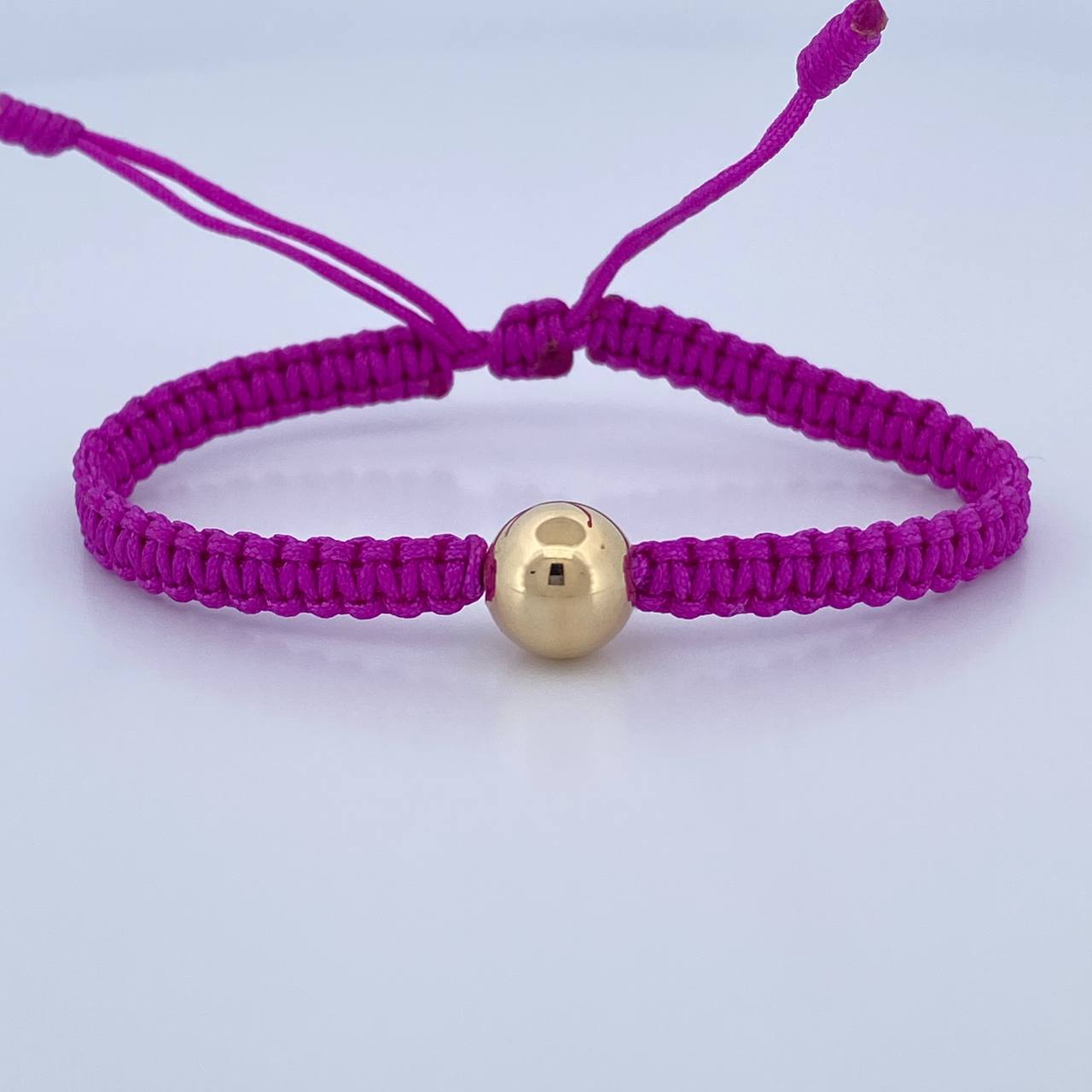 Pulsera Morada Bola Lisa 0.35gr / 8mm Oro Amarillo 18K &