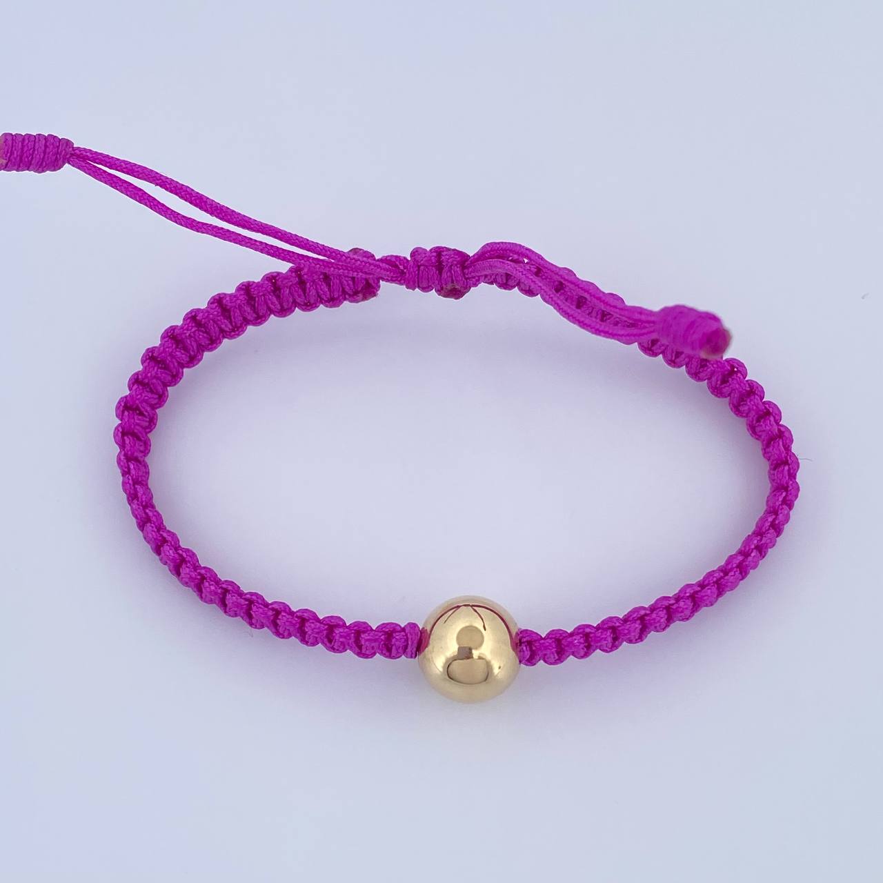 Pulsera Morada Bola Lisa 0.35gr / 8mm Oro Amarillo 18K &