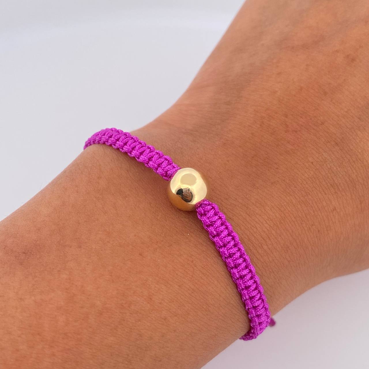 Pulsera Morada Bola Lisa 0.35gr / 8mm Oro Amarillo 18K &