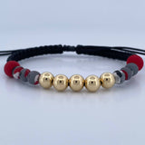 Black Beads Bracelet 7mm 5 Units Neoprenes 18K Gold