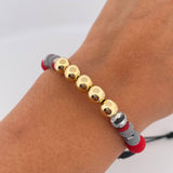 Black Beads Bracelet 7mm 5 Units Neoprenes 18K Gold