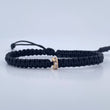 Pulsera Negra Herraje Cilindro 0.4gr / Circones Blancos Oro Amarillo 18K &