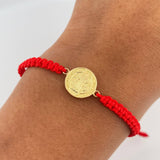 Red Bracelet Charm San Benito 1.1gr / Smooth 18K Gold &