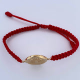 Pulsera Roja Herraje San Benito 1.95gr / Troquelado Oro Amarillo 18K &