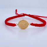Pulsera Roja Herraje Espiritu Santo 0.75gr / Troquelado Oro Amarillo 18K &