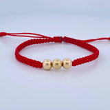 Red Bracelet 0.6gr / 6mm Smooth Beads 18K Gold &