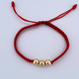 Red Bracelet 0.6gr / 6mm Smooth Beads 18K Gold &