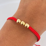 Red Bracelet 0.6gr / 6mm Smooth Beads 18K Gold &