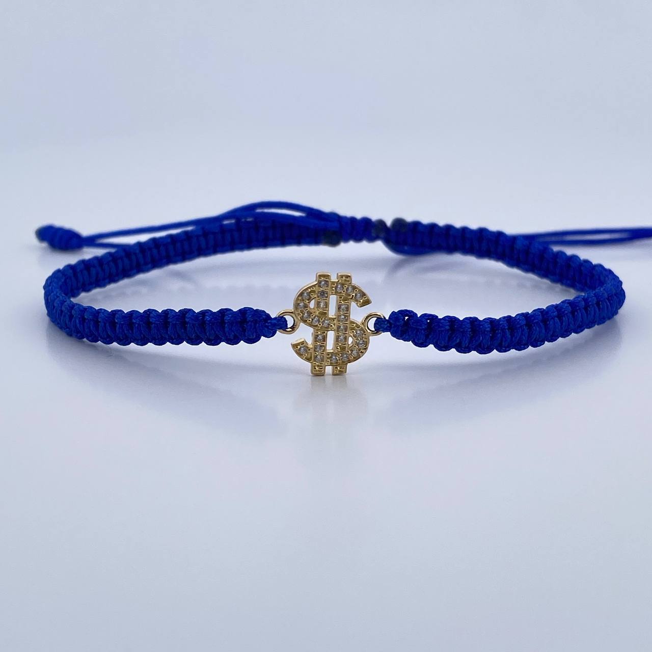 Blue Bracelet Charm Peso Sign 0.6gr / White Zirconia 18K Gold &