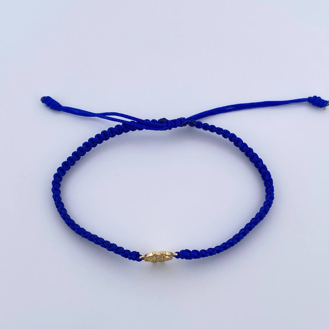 Blue Bracelet Charm Peso Sign 0.6gr / White Zirconia 18K Gold &
