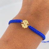 Blue Bracelet Charm Peso Sign 0.6gr / White Zirconia 18K Gold &