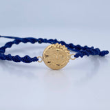 Blue Bracelet Charm Sun and Moon 0.95gr / Stamped 18K Gold &