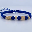 Pulsera Azul Herrajes Cilindros 3.65gr / 6mm-7mm Bolas Lisas Neoprenos Circones Blancos Oro Amarillo 18K &