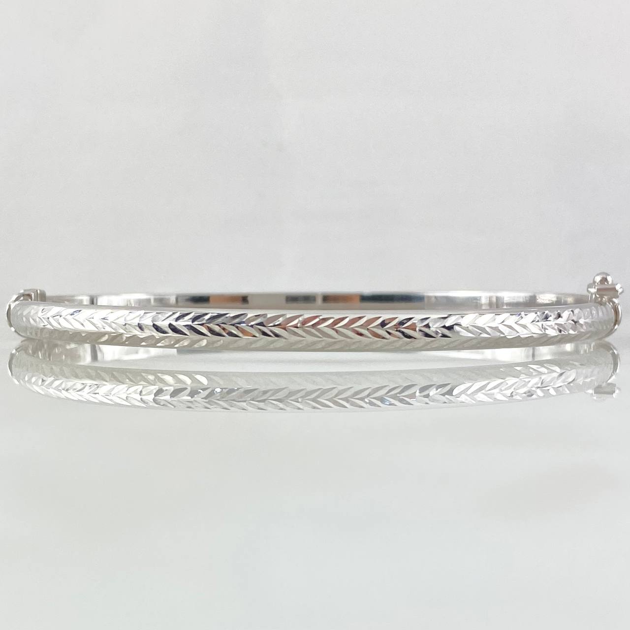 Pulso Aro Espiga Diamantado 4.55gr / 19cm / 4mm Oro Blanco +4 18K ©