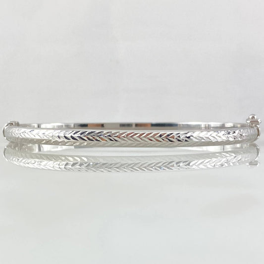 Pulso Aro Espiga Diamantado 4.55gr / 19cm / 4mm Oro Blanco +4 18K ©