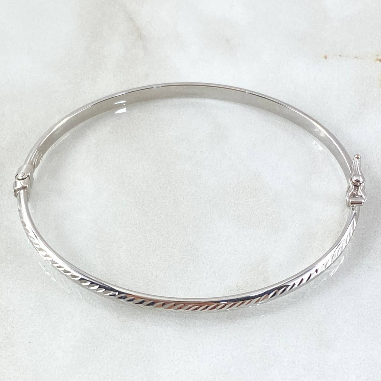 Pulso Aro Espiga Diamantado 4.55gr / 19cm / 4mm Oro Blanco +4 18K *