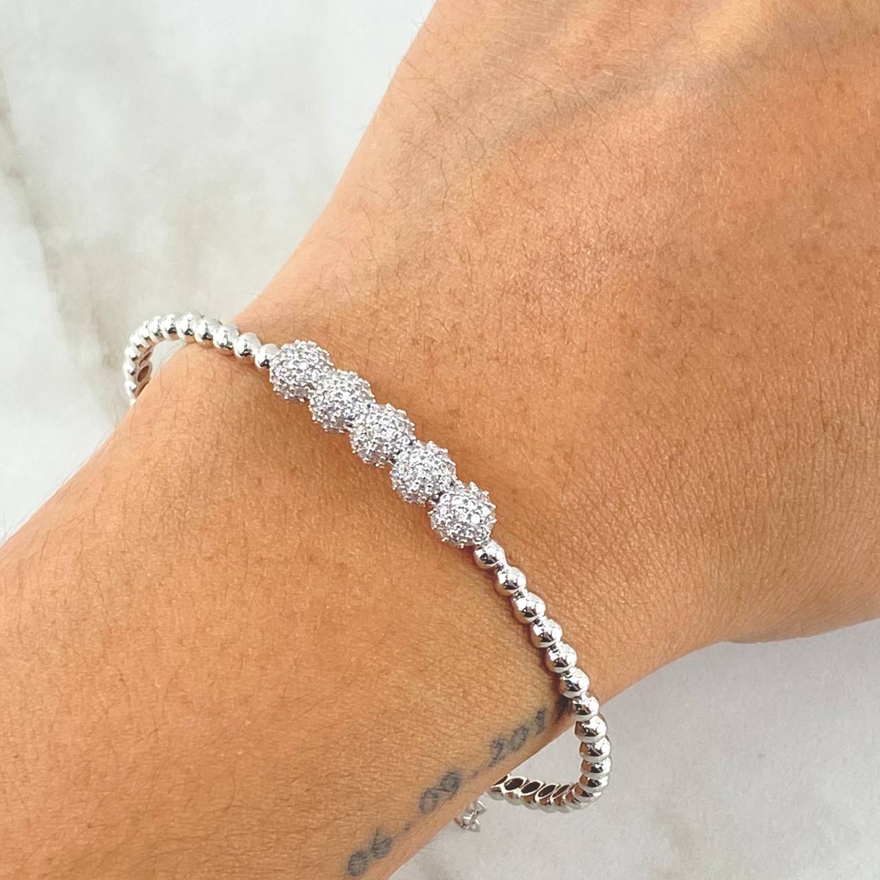 Bracelet 7.1gr / 7.1in / 3mm White Zirconia White Gold 18K +4$