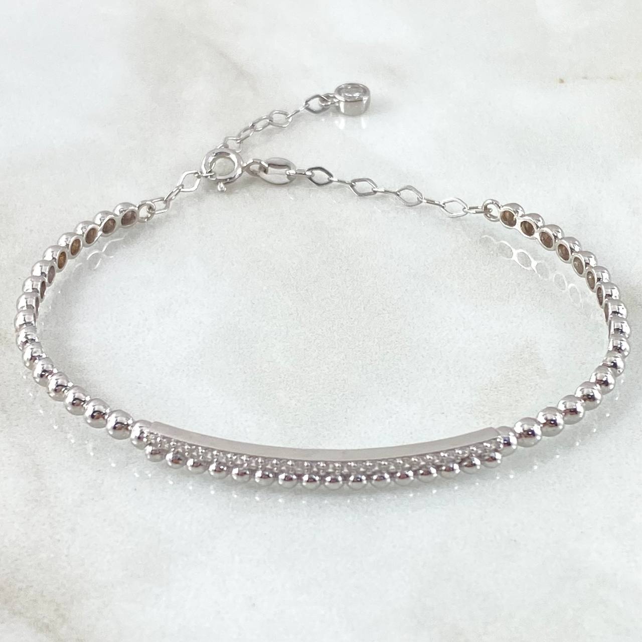 Pulso Aro Carril Espiral Lisa 6.2gr / 18cm / 3mm Circones Blancos Oro Blanco +4 18K *