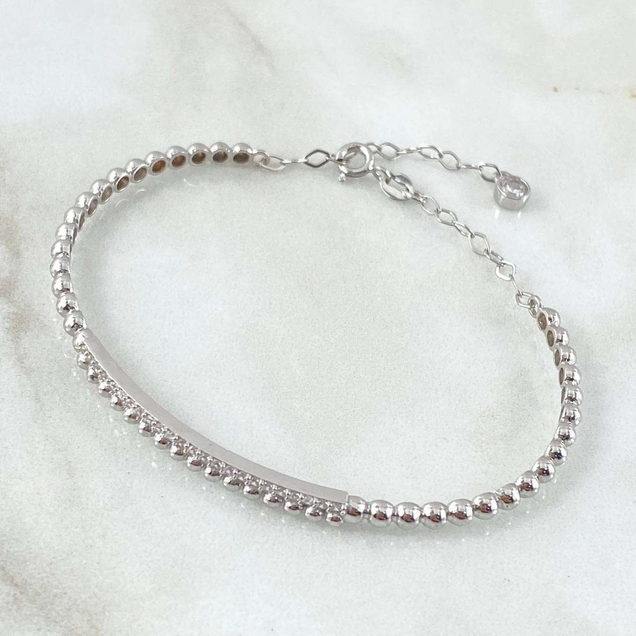 Pulso Aro Carril Espiral Lisa 6.2gr / 18cm / 3mm Circones Blancos Oro Blanco +4 18K *