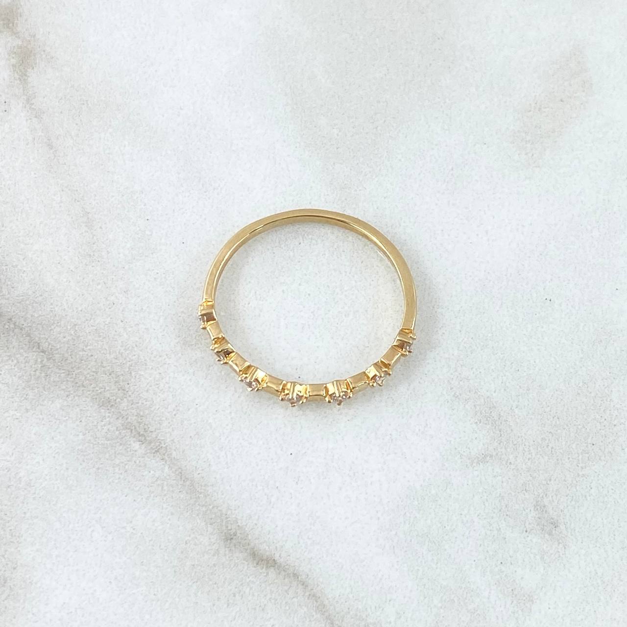 Anillo Siete Alamas Cubicas 1.5gr / T8 / Circones Blancos Oro Amarillo 18K *