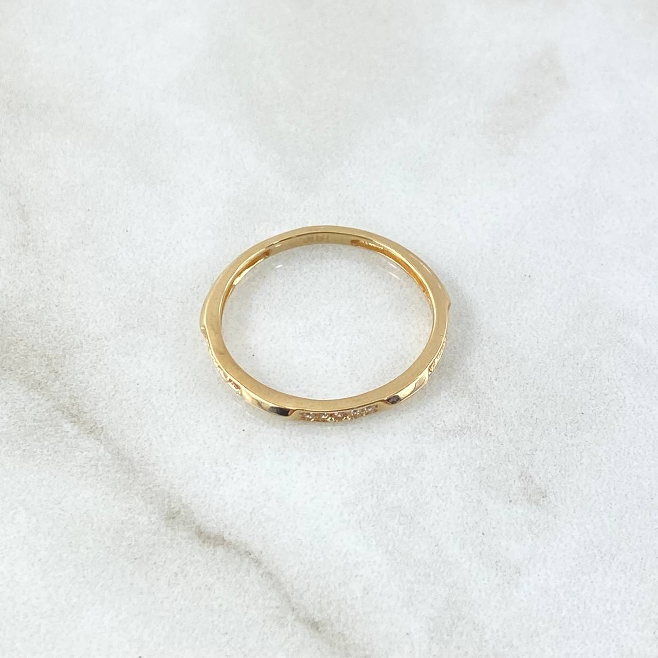 Orion Rail Ring 1.4gr / T6 3/4 / White Zircons 18K Yellow Gold ©