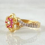 Anillo Flor Entrelazada 3.05gr / T6 1/2 / Dos Oros Amarillo Blanco 18K