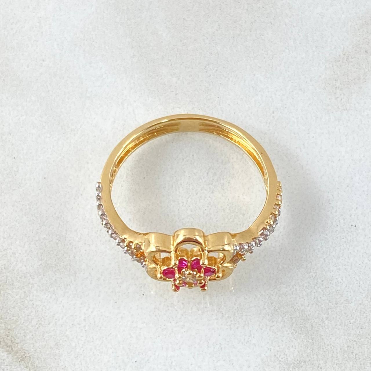 Anillo Flor Entrelazada 3.05gr / T6 1/2 / Dos Oros Amarillo Blanco 18K