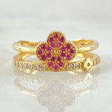 Clover Linear Ring 3.6gr / Size 6 3/4 / 18K Yellow Gold