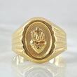 Bloodied Heart Signet Ring 2.45gr / Size 9 1/2 / 18K Yellow Gold