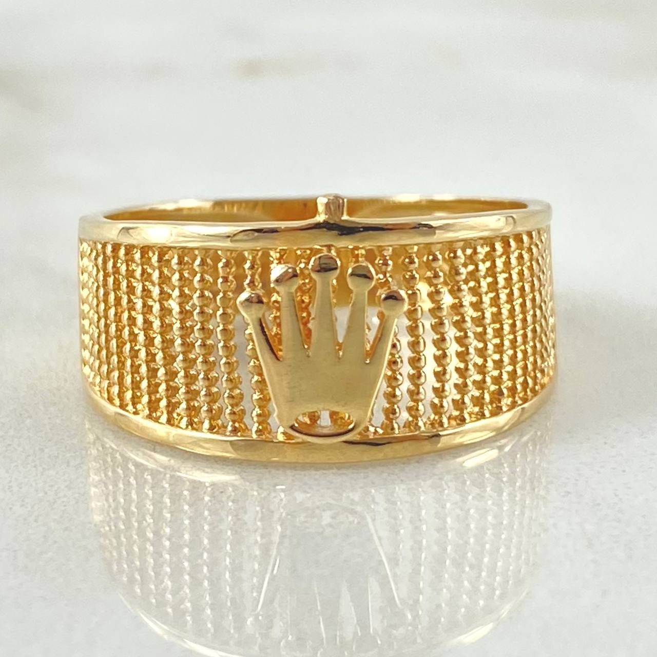 Punctuated Crown Ring 3.55gr / Size 8 / 18K Yellow Gold