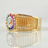 Virgin Mary Dotted Ring 4.15gr / Size 8 1/2 / Two-tone Yellow White 18K Gold