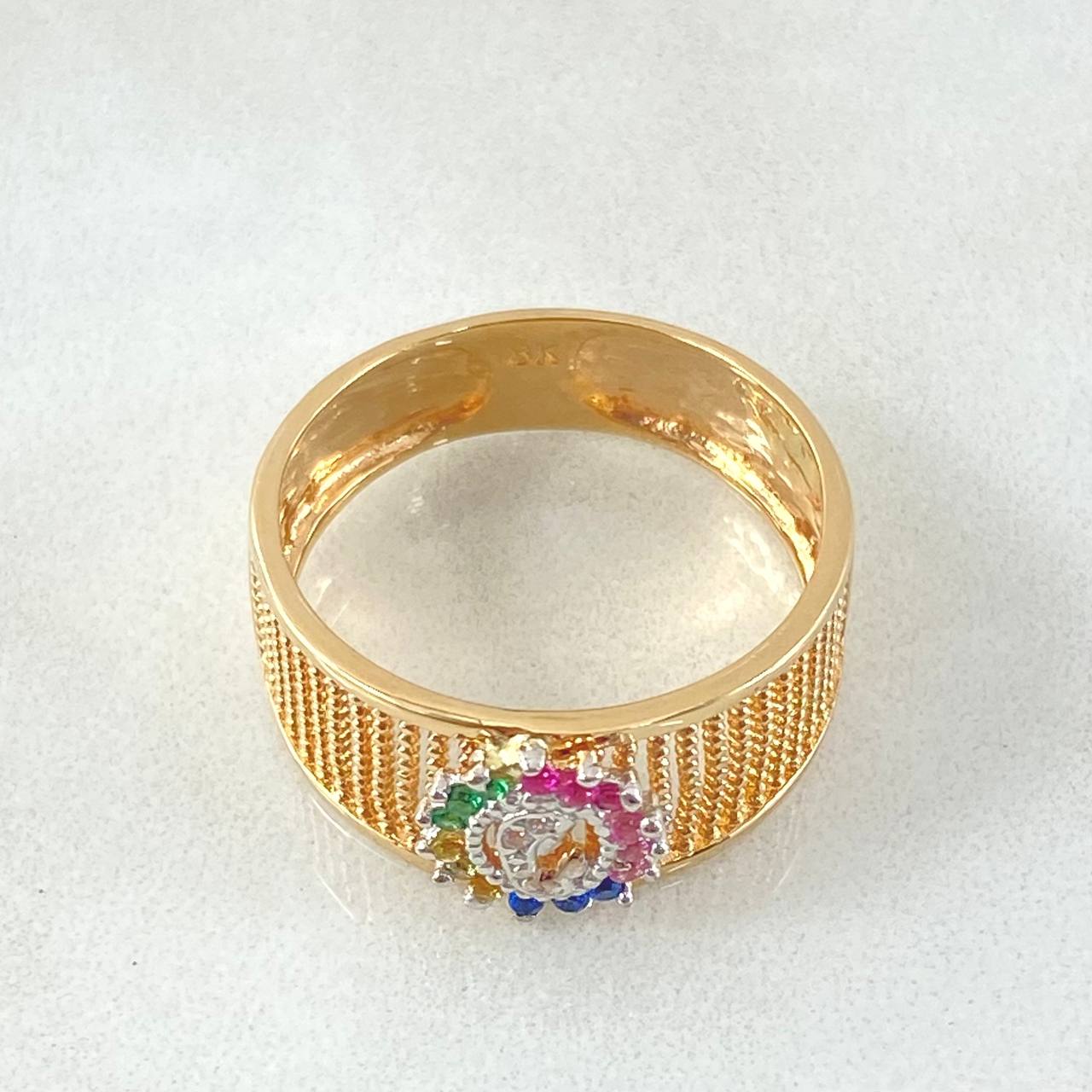 Virgin Mary Dotted Ring 4.15gr / Size 8 1/2 / Two-tone Yellow White 18K Gold