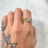 Virgin Mary Dotted Ring 4.15gr / Size 8 1/2 / Two-tone Yellow White 18K Gold