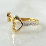 Double Heart Ring 2.2gr / Size 6 1/4 / 18K Yellow Gold