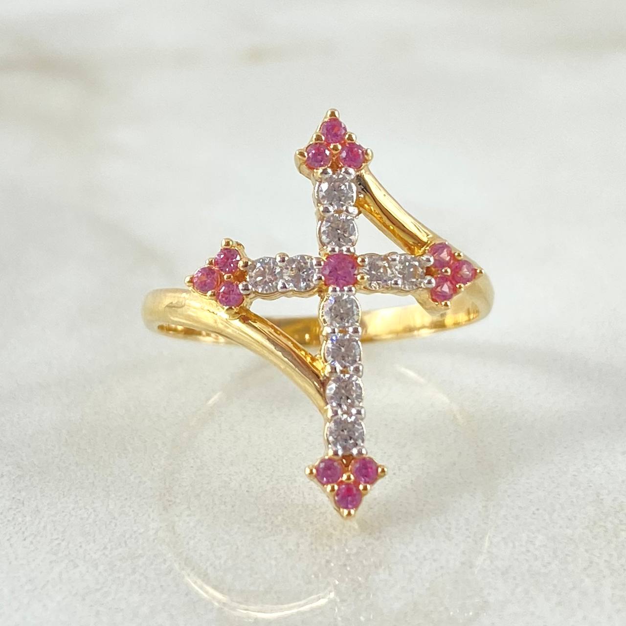 Parallel Cross Ring Dense 2.8gr / Size 6 1/2 / 18K Yellow Gold