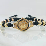 Black Bracelet Charm Crown 6.8gr / Two Tones Yellow Rose 18K ©