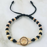 Black Bracelet Charm Crown 6.8gr / Two Tones Yellow Rose 18K ©