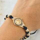 Black Bracelet Charm Crown 6.8gr / Two Tones Yellow Rose 18K ©