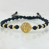 Black Bracelet Charm San Benito 1.3gr / Two Tones Yellow Rose 18K ©