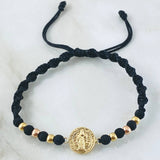 Black Bracelet Charm San Benito 1.3gr / Two Tones Yellow Rose 18K ©