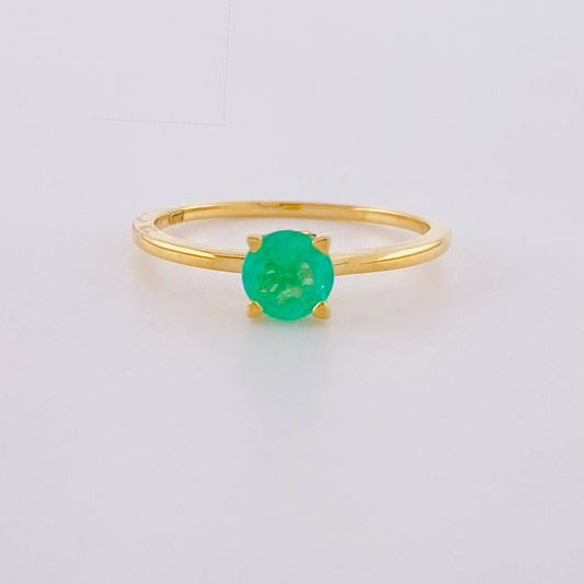 Anillo Solitario Cuatro Garra Esmeraldas 47pts 1.6g / T6 1/4 Oro Amarillo 18K