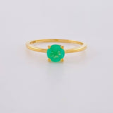 Solitaire Ring Four Claw Emeralds 50pts 1.65g / T7 1/2 Yellow Gold 18K