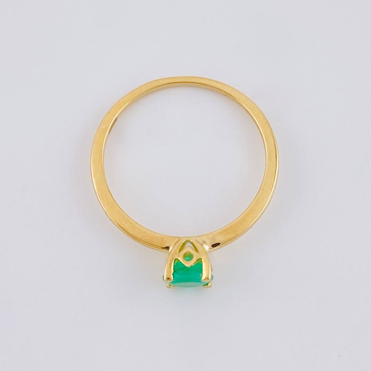 Solitaire Ring Four Claw Emeralds 50pts 1.65g / T7 1/2 Yellow Gold 18K