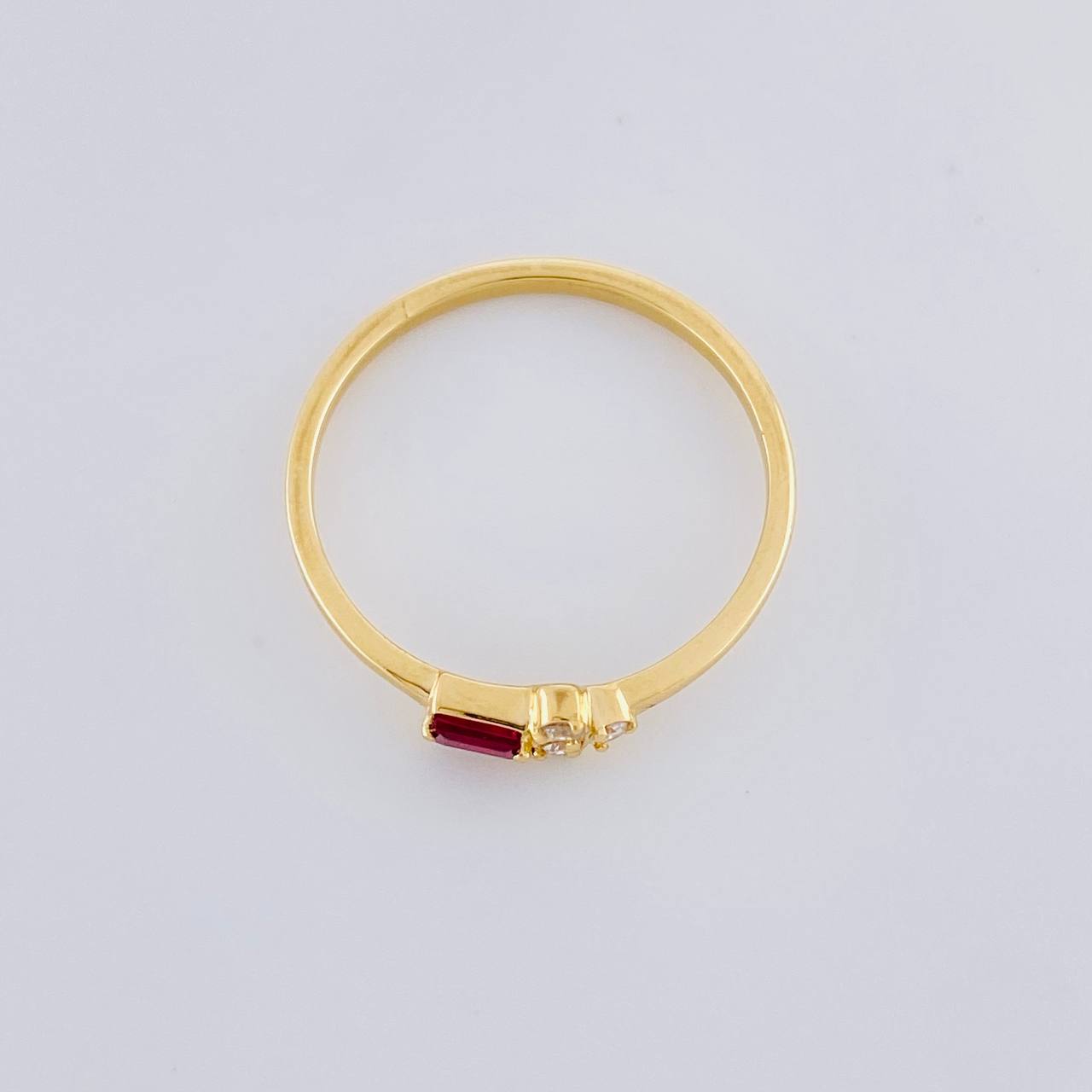 Rectangular Flower Ring Ruby 10pts Diamond 5pts 1.5g / T6 3/4 Yellow Gold 18K